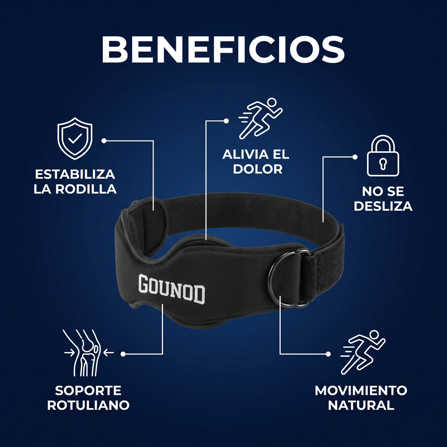 Rodillera GOUNOD beneficios infografia