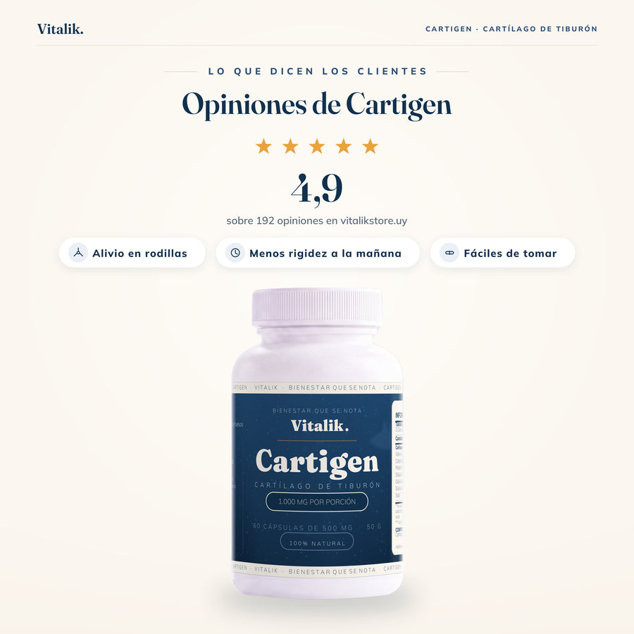 Opiniones de Cartigen Vitalik: 4,9 sobre 192 opiniones — alivio en rodillas, menos rigidez y fáciles de tomar